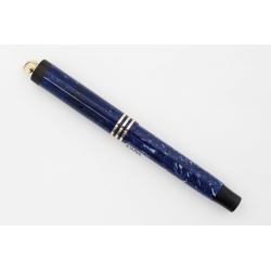 Parker Duofold Lady Lapis Blue-White Ring-top 14K B Gold-nib USA 1928 Vintage
