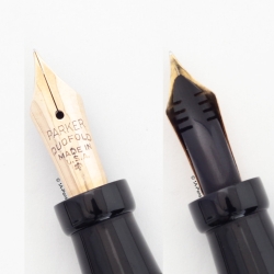 Parker Duofold Junior Lapis Blue-White 14K EF Gold-nib USA 1928 Vintage