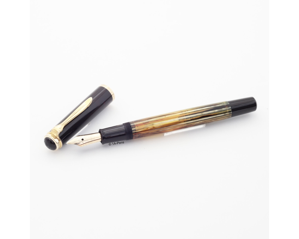 Pelikan 400 Tortoise striped felx 14C F Gold-nib Piston filler 1955 Vintage