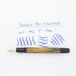 Pelikan 400 Tortoise striped felx 14C F Gold-nib Piston filler 1955 Vintage