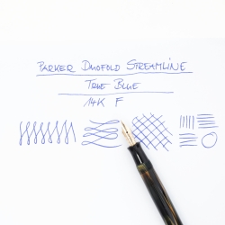Parker Duofold Streamline True Blue Special 14K F Goldfeder Vintage