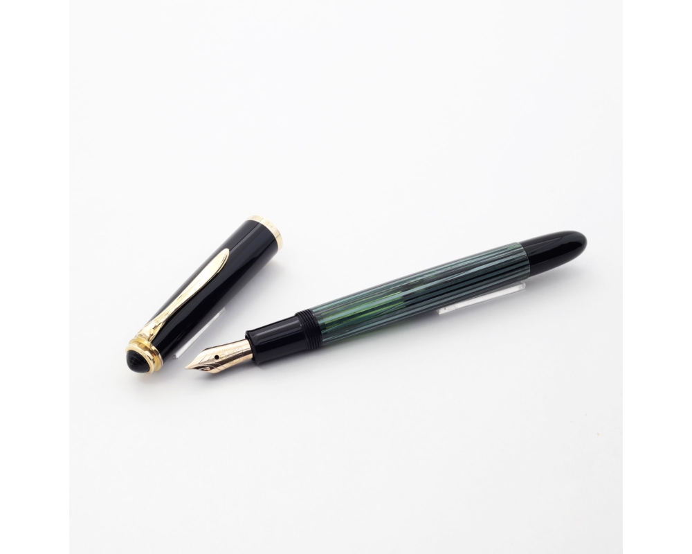 Pelikan 400NN Grün-gestreift 14C OB Goldfeder Kolbenfüller 1957 Vintage