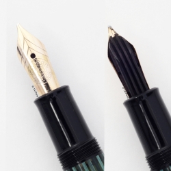 Pelikan 400NN Grün-gestreift 14C OB Goldfeder Kolbenfüller 1957 Vintage