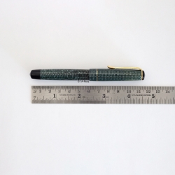 Soennecken 105 Lizard green Celluloid Piston-filler flex 14K OB Gold-nib Vintage