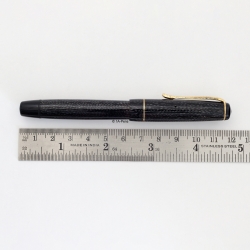 Soennecken 105 Schwarz-Silber Kolbenfüllhalter flex 14K F Goldfeder Vintage