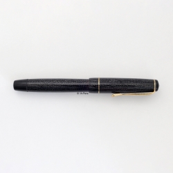 Soennecken 105 Schwarz-Silber Kolbenfüllhalter flex 14K F Goldfeder Vintage