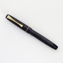 Soennecken 105 Black silver-lined Celluloid Piston-filler flex 14K F Gold-nib Vintage