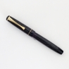 Soennecken 105 Schwarz-Silber Kolbenfüllhalter flex 14K F Goldfeder Vintage