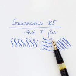 Soennecken 105 Black silver-lined Celluloid Piston-filler flex 14K F Gold-nib Vintage